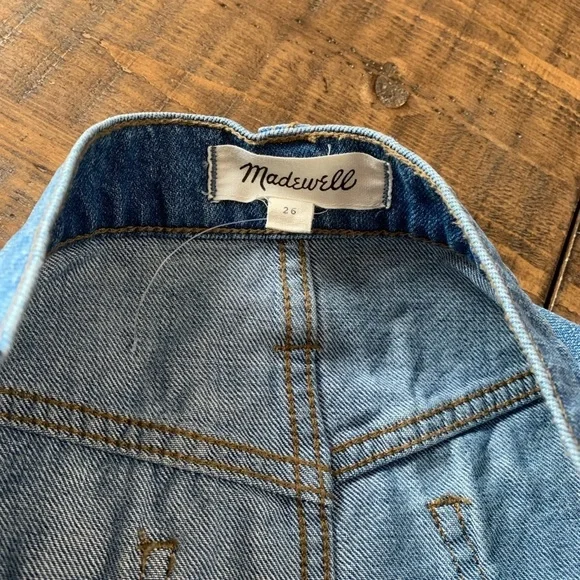 Madewell A line raw hem jean denim skirt 26 (e18) - Picture 4 of 7